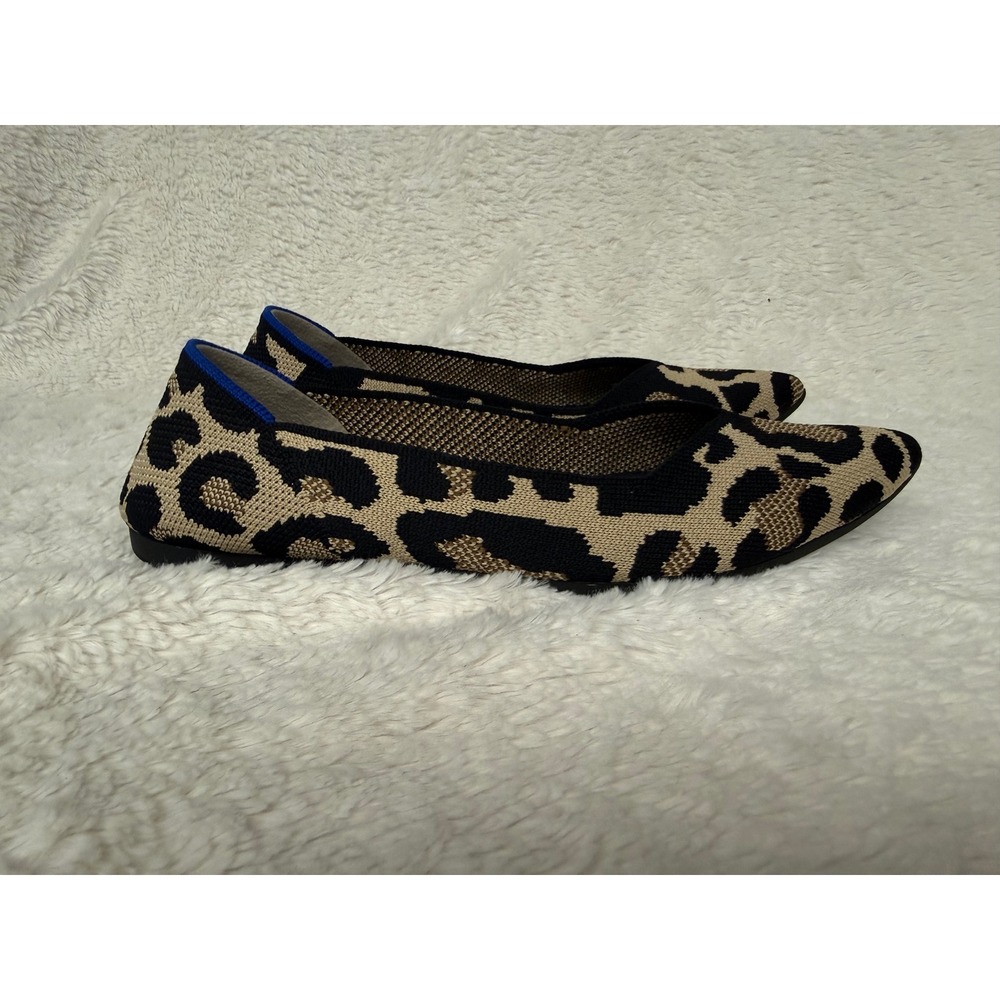 Rothys The Point Leopard Print Knit Pointed Toe Flats Brown Black Tan Womens 7.5 - Picture 5 of 10